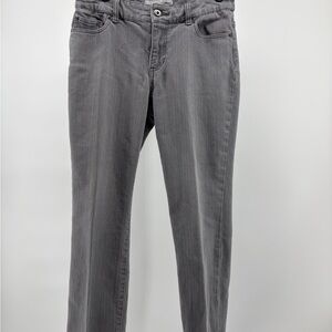 Chicos Platinum Gray Womens Stretch Mid Rise Ultimate Straight Leg Jean 00 Short